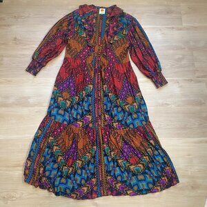 Farm Rio Women's Yawanawa Stripes Ankle Dress Size Large Bohemian Gypsy